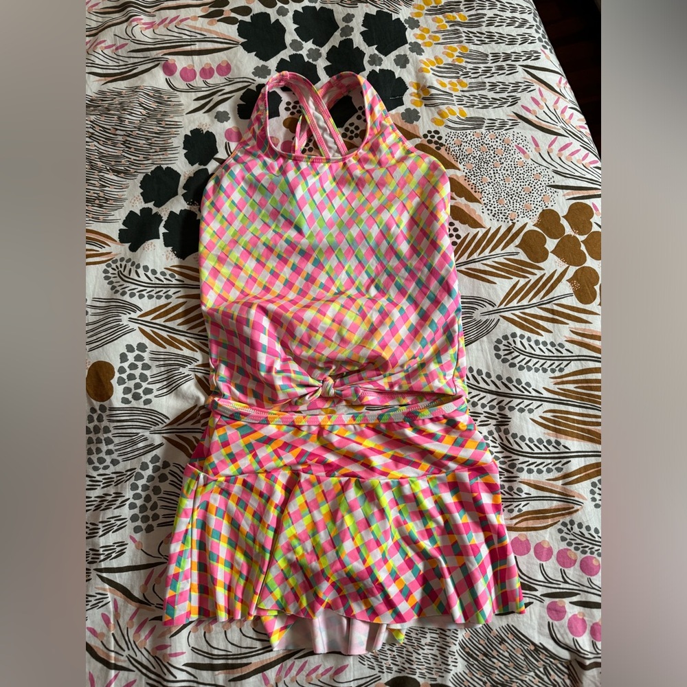 Girls, two-piece bathing suit by Lands’ End